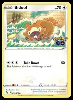Bidoof 59/78 Pokemon Card Pokemon GO Common 70 HP Near Mint UL - Image 1
