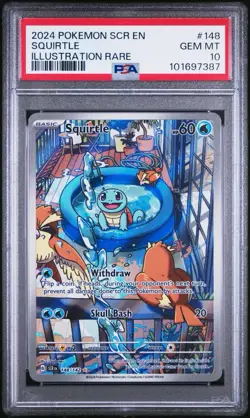 2024 POKEMON SCR EN-STELLAR CROWN ILLUSTRATION RARE #148 SQUIRTLE PSA 10 - Image 1