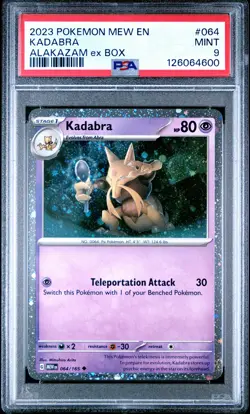 2023 POKEMON MEW EN-151 ALAKAZAM EX BOX #064 KADABRA PSA 9 - Image 1