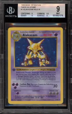 Pokemon Alakazam Base Set Shadowless 1st Edition Holo Rare #1 Thick Stamp BGS 9 - Image 1