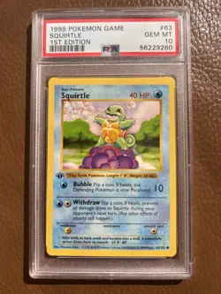 1999 Pokemon Game - SQUIRTLE - 1ST EDITION English - PSA 10 - GEM MT 63/102 - Image 1