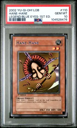 2002 YU-GI-OH! LOB-LEGEND OF BLUE EYES WHITE DRAGON 1ST ED #110 HANE-HANE PSA 10 - Image 1