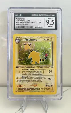 CGC 9.5 Ampharos 2001 Neo Revelation 1/64 1st ed- Error card - Additional ink - Image 3