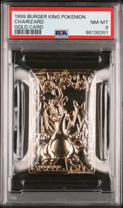 1999 BURGER KING POKEMON GOLD CARDS CHARIZARD PSA 8 - Image 1