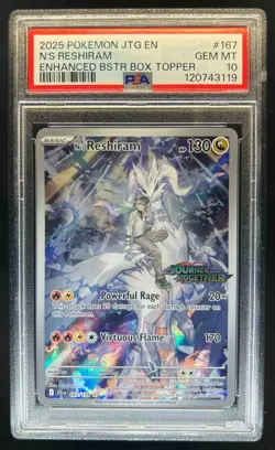 2025 Pokemon SV Journey Together N's Reshiram Promo Cards #167/159 PSA 10 - Image 1