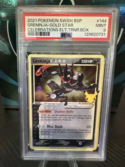 Pokemon TCG SWSH144 Greninja Gold Star Celebrations Card PSA 9 - Image 1