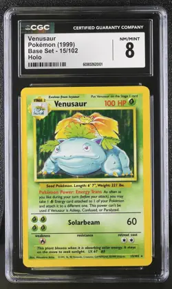 CGC 8 Venusaur 1999 Base Set 15/102 Holo Pokemon Card - Image 1