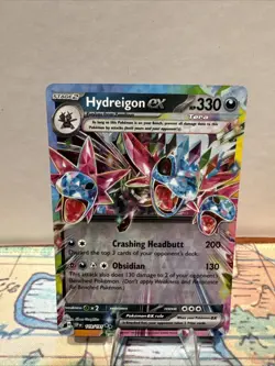 Hydreigon EX Tera Pokemon Card Crashing Headbutt Obsidian 330 HP - Image 1