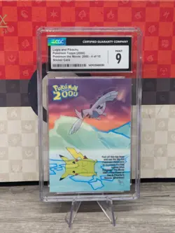 MINT 9 LUGIA & PIKACHU 4 of 10 TOPPS MOVIE POKEMON 2000 STICKER CARD - Image 1