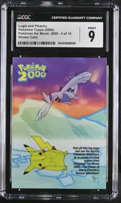 MINT 9 LUGIA & PIKACHU 4 of 10 TOPPS MOVIE POKEMON 2000 STICKER CARD - Image 2