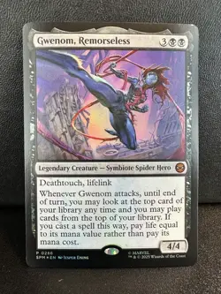 GWENOM, REMORSELESS FOIL - Promo / Mythic - SPM Marvel's Spider-Man MTG - Image 1