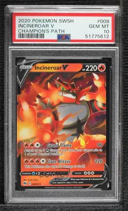 Incineroar V Pokemon Sword & Shield Champion's Path PSA 10 GEM MT - Image 1