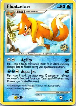 Floatzel Lv.32 2008 Pokemon Countdown Calendar #37/106 Stamped HP Limited - Image 1