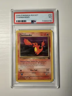 2000 POKEMON ROCKET #50 CHARMANDER PSA 7 - Image 1