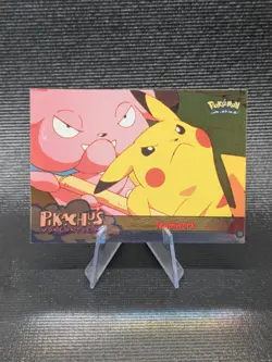 NM SILVER FOIL 54 TEAMWORK PIKACHU POKEMON TOPPS MOVIE BLUE 1999 - Image 1