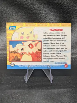 NM SILVER FOIL 54 TEAMWORK PIKACHU POKEMON TOPPS MOVIE BLUE 1999 - Image 2