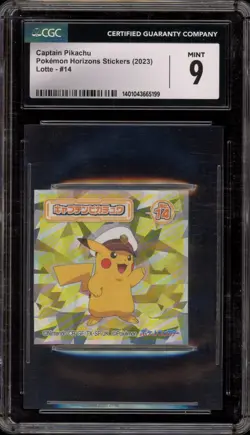 Pokemon Captain Pikachu Horizons Stickers Lotte #14 SCRATCHED CGC 9 Mint - Image 1