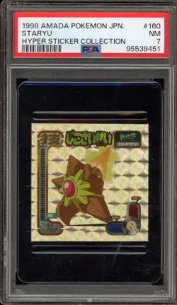 Pokemon Staryu Amada Hyper Sticker Coll. Japanese #160 Damaged Case PSA 7 - Image 1