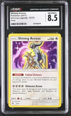 CGC 8.5 Shining Arceus 57/73 Shining Legends Sun & Moon Pokemon Card psa - Image 1