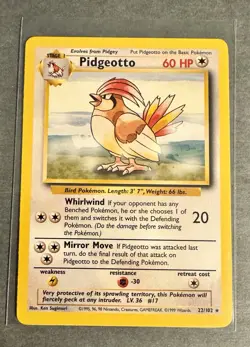 Pidgeotto 22/102 - LP -Vintage Rare Pokemon Card- Base Set - Image 1