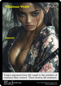 VILLAINOUS WRATH : MTG altered-art magic card : with Sultry, Busty Asian Babe! - Image 1