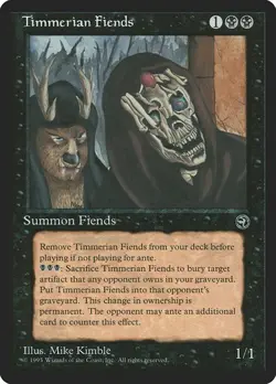 Timmerian Fiends NM/M Homelands Black Creature Mtg Magic English Rare - Image 1