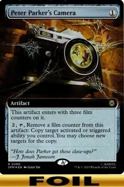 1x - Peter Parker's Camera - FOIL EXTENDED ART #280 - Marvel's Spider-Man MTG - Image 1