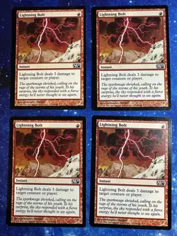 4x Lightning Bolt - M10 - MTG Magic The Gathering - Vintage Red Instant LP-NM - Image 1