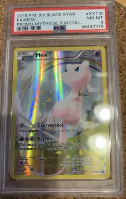 Pokemon 2016 XY Black Star Promo Mythical Collection #XY110 Full Art Mew PSA 8 - Image 1