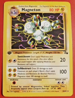 Magneton 26/62 - NM - 1st Edition Fossil Rare Pokemon TCG - WOTC 1999 Vintage - Image 1