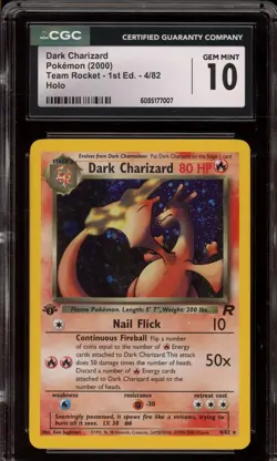 Pokemon Dark Charizard Team Rocket 1st Edition Holo Rare #4 CGC 10 Gem Mint - Image 1