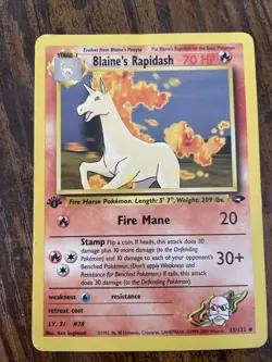 1st Edition Blaine’s Rapidash 33/132 - Gym Challenge - Near Mint - Image 1