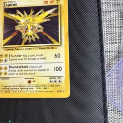1999 Pokemon Base Unlimited #16 Zapdos HOLO RARE - Image 5