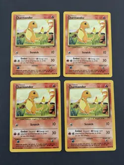 1999 POKEMON WOTC BASE SET CHARMANDER 46/102 COMMON 4 Card Lot - Image 1