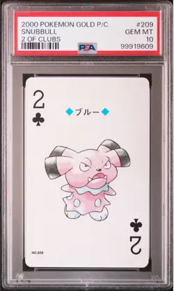 2000 POKEMON GOLD VERSION PLAYING CARDS 209 SNUBBULL 2 OF CLUBS PSA10 POP2 - Image 1
