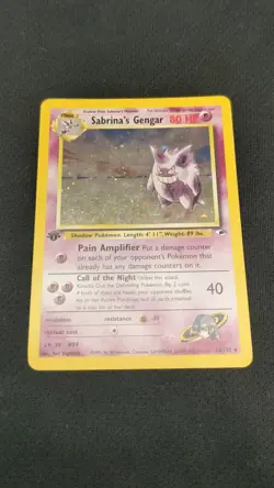 Pokemon Sabrina's Gengar 1st Edition Rare Card 14/132 Gym Heroes - Image 2
