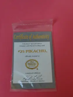 Pokemon Pikachu 23K Gold-Plated Card with Pokemon Ball and Certificate - Image 3