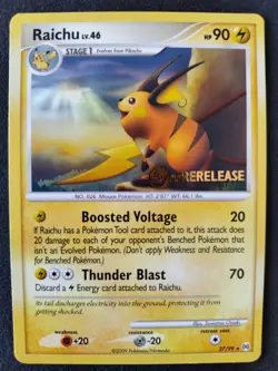Pokemon Raichu Prerelease Stamp Promo Platinum Arceus Set 27/99 NM/MINT Card - Image 1