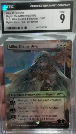 MTG Graded CGC 9 Mint: MIKU DIVINE DIVA (Secret Lair Elspeth BORDERLESS FOIL) - Image 1