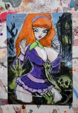 Altered Mtg Hand Painted Swamp One Of A Kind - Image 1