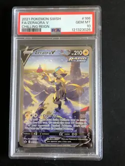 PSA 10, Zeraora V 166/198 Pokemon Chilling Reign Sword & Shield Alternate Art NM - Image 1