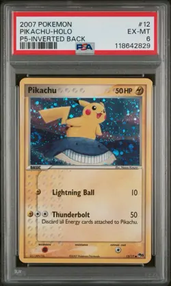 2007 POKEMON POP SERIES 5 INVERTED BACK #12 PIKACHU-HOLO PSA 6 - Image 1