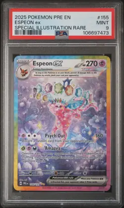 2025 POKEMON PRISMATIC EVOLUTIONS SPECIAL ILLUSTRATION RARE ESPEON EX PSA 9 - Image 1