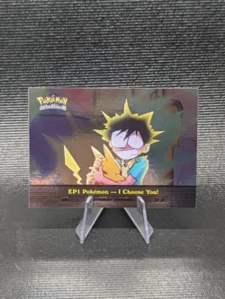 NM SILVER FOIL PIKACHU ASH EP1 I CHOOSE YOU! POKEMON TOPPS SERIES 2 BLUE 2000 - Image 1