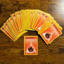 Pokemon TCG Fire Energy Card Lot (63) Base Set 1999 WOTC Vintage - Image 1