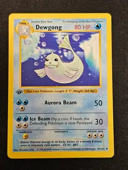 Pokemon TCG 1999 Base Set First Edition - Dewgong No. 25/102 Uncommon - Image 1