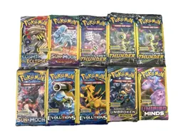 Pokemon TCG (8)Sun & Moon, (2)XY 3 Card Sealed Booster Packs Assorted 10 Packs - Image 1