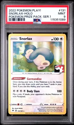 Snorlax 131/185 Pokemon Prize Pack Series 1 Promo Pokemon Card Play Stamp PSA 10 - Image 1