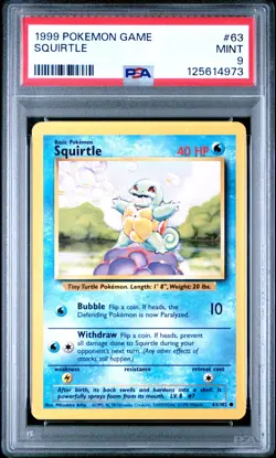 Pokemon Card Squirtle 63/102 Base Set 1999 PSA 9 MINT - Image 1