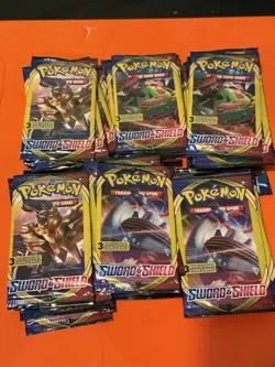 Pokemon Card Sword & Shield 3 Card Pack (LOT OF 100) SEALED PACKS - Image 1